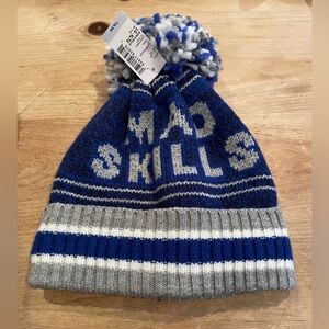 NWT The Children’s Place “Mad Skills” pom pom beanie Blue fleece lined warm sz 8
